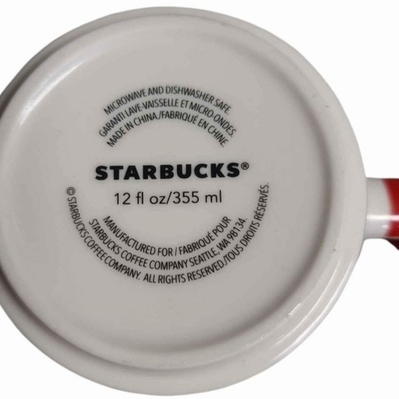 Starbucks Christmas Theme Blue Mug Candy Cane Handle 2018 Tree w/Ornamen… - Picture 3 of 3